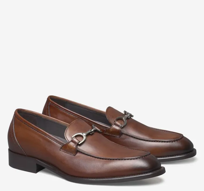 Johnston and Murphy Ellsworth Bit Brown Italian Calfskin Men SlipOns