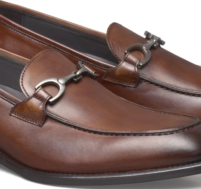 Johnston and Murphy Ellsworth Bit Brown Italian Calfskin Men SlipOns Johnston and Murphy Ellsworth Bit Brown Italian Calfskin Men SlipOns