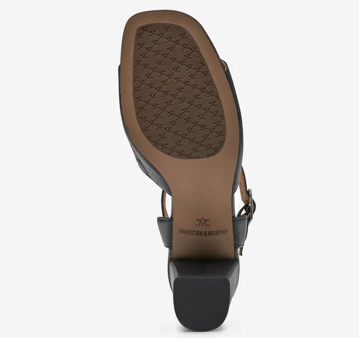 Johnston and Murphy Evelyn AnkleStrap Sandal Black Glove Leather Women Heels and Platform Wedges Johnston and Murphy Evelyn AnkleStrap Sandal Black Glove Leather Women Heels and Platform Wedges