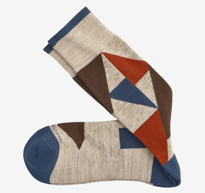 Johnston and Murphy First In Comfort Geometric Colorblock Socks Khaki Multi Men Socks Johnston and Murphy First In Comfort Geometric Colorblock Socks Khaki Multi Men Socks