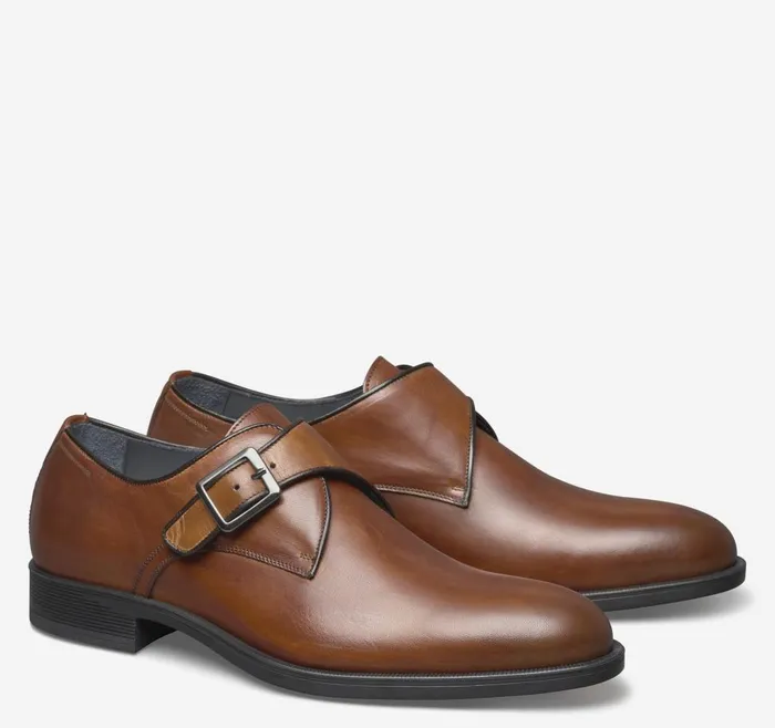 Johnston and Murphy Flynch Monk Strap Tan Italian Calfskin Men SlipOns