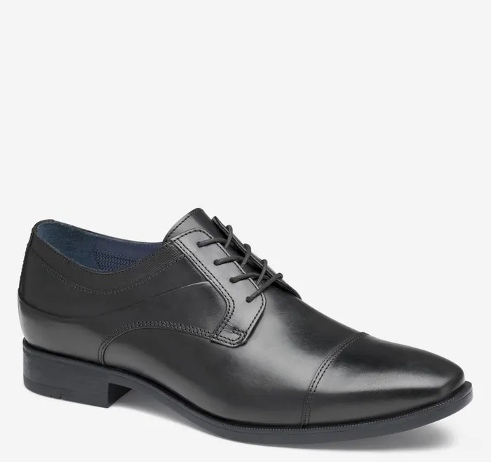Johnston and Murphy Gibbons Cap Toe Black Full Grain Men LaceUps
