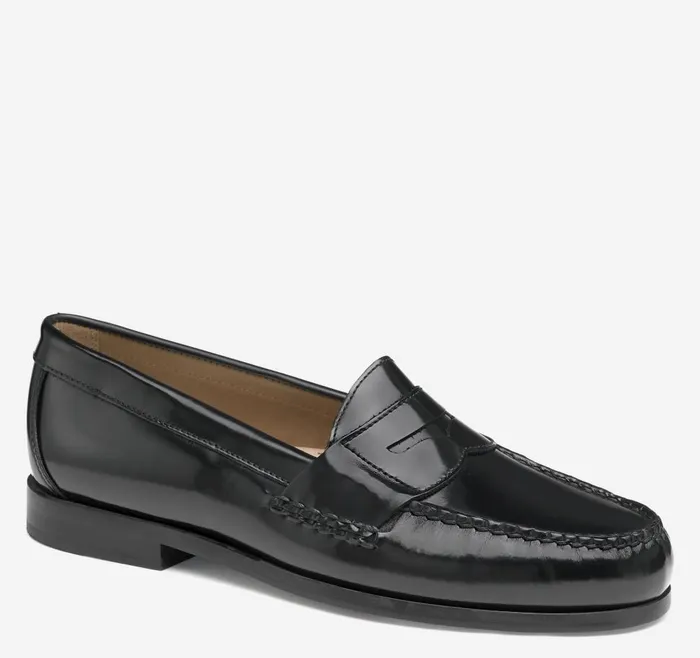 Johnston and Murphy Hayes Penny Black Brushoff Leather Men SlipOns