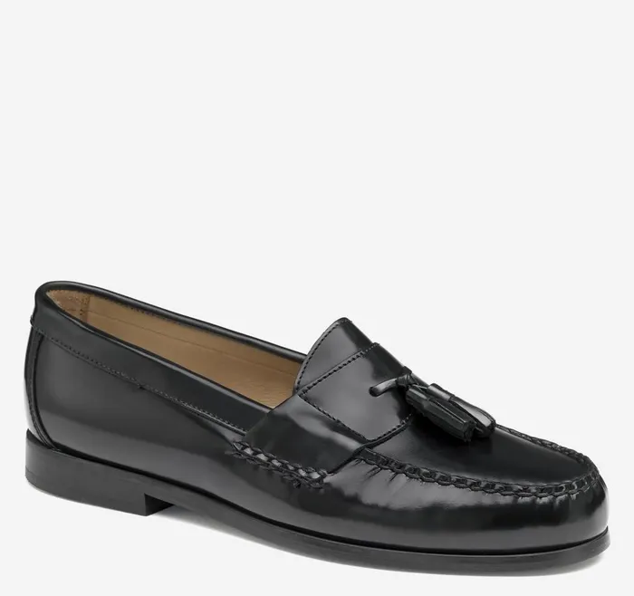 Johnston and Murphy Hayes Tassel Black Full Grain Men SlipOns