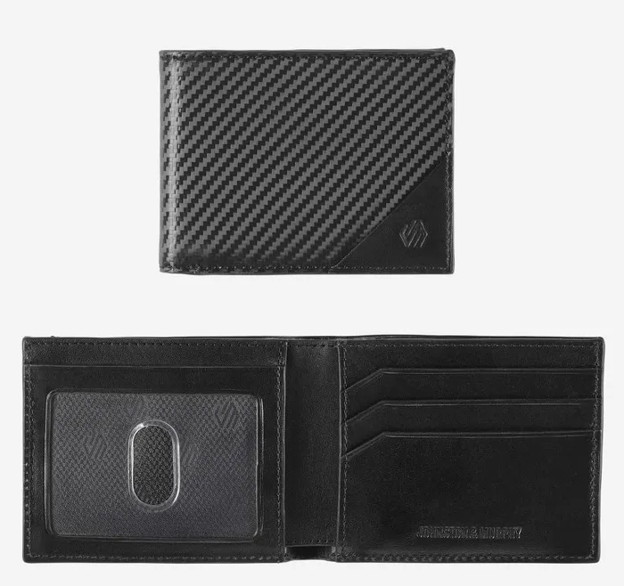 Johnston and Murphy Hudson Etched Billfold Wallet Black Men Wallets
