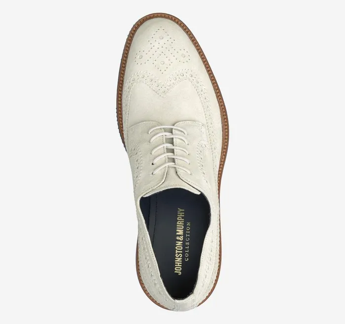 Johnston and Murphy Jenson Longwing Offwhite Italian Suede Men LaceUps Johnston and Murphy Jenson Longwing Offwhite Italian Suede Men LaceUps