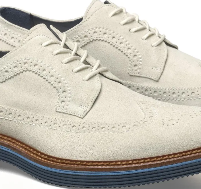 Johnston and Murphy Jenson Longwing Offwhite Italian Suede Men LaceUps Johnston and Murphy Jenson Longwing Offwhite Italian Suede Men LaceUps
