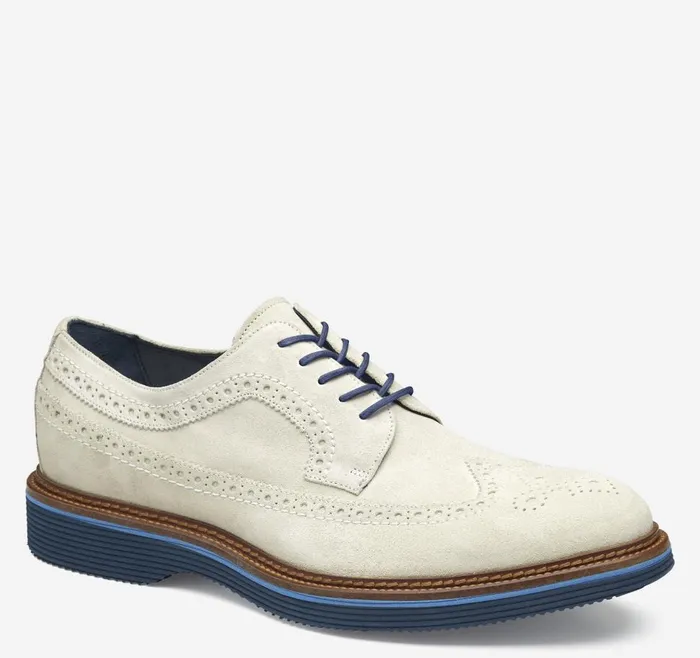 Johnston and Murphy Jenson Longwing Offwhite Italian Suede Men LaceUps Johnston and Murphy Jenson Longwing Offwhite Italian Suede Men LaceUps