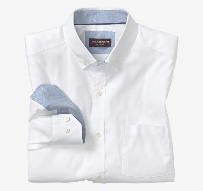 Johnston and Murphy LongSleeve Oxford Shirt White Oxford Men Shirts