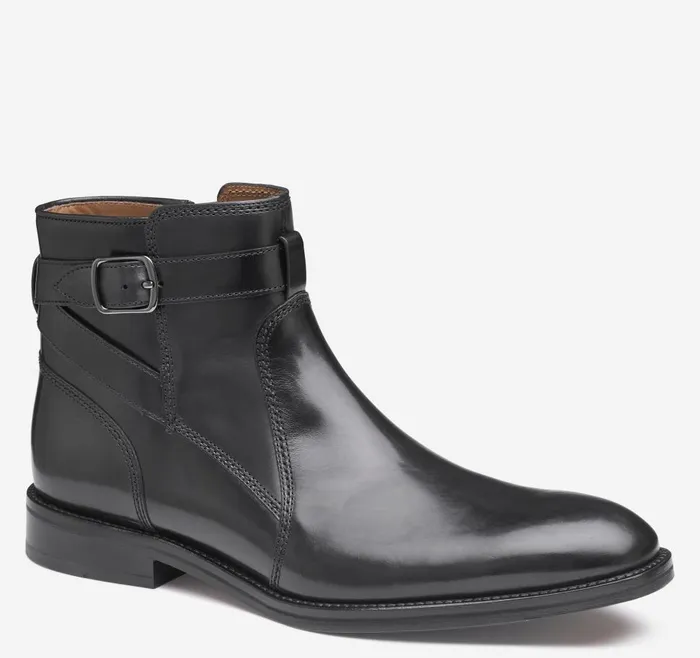 Johnston and Murphy Meade Buckle Boot Black Italian Calfskin Men Boots