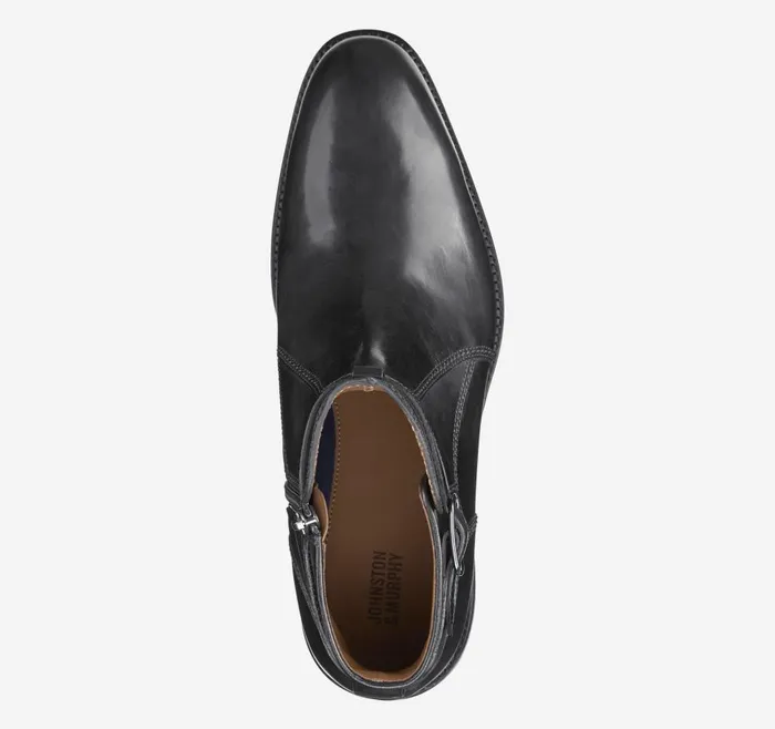 Johnston and Murphy Meade Buckle Boot Black Italian Calfskin Men Boots Johnston and Murphy Meade Buckle Boot Black Italian Calfskin Men Boots