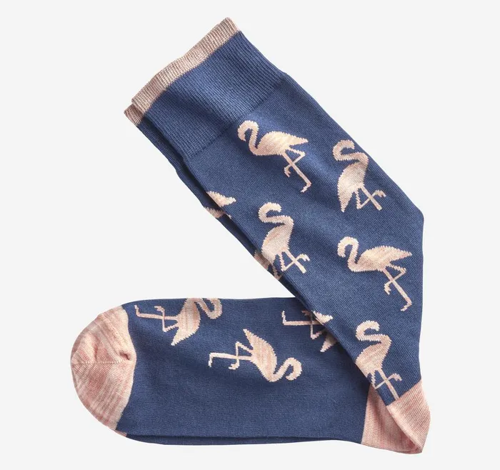 Johnston and Murphy Novelty Socks Navy Flamingo Men Socks