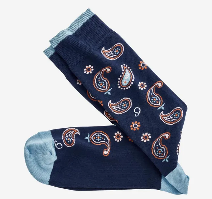 Johnston and Murphy Novelty Socks Navy Paisley Men Socks