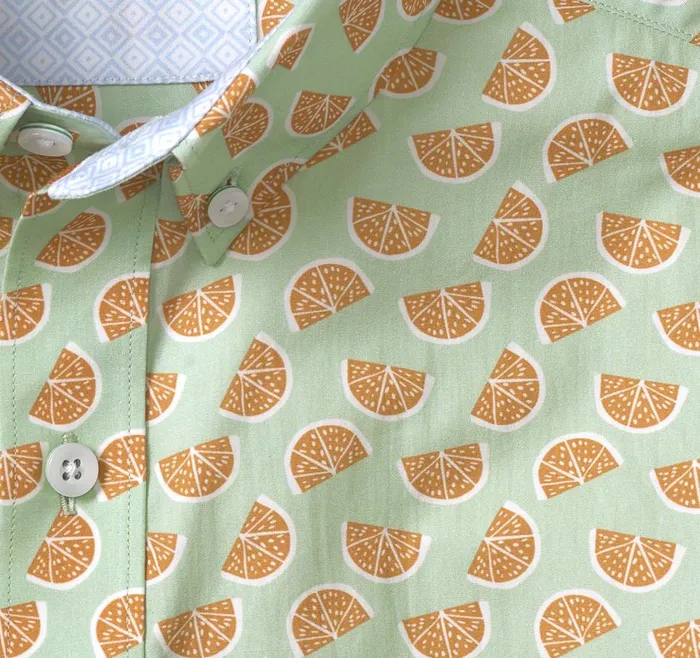 Johnston and Murphy Printed Cotton ShortSleeve Shirt Green Citrus Men ShortSleeve Shirts Johnston and Murphy Printed Cotton ShortSleeve Shirt Green Citrus Men ShortSleeve Shirts