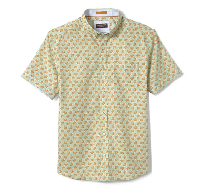 Johnston and Murphy Printed Cotton ShortSleeve Shirt Green Citrus Men ShortSleeve Shirts Johnston and Murphy Printed Cotton ShortSleeve Shirt Green Citrus Men ShortSleeve Shirts