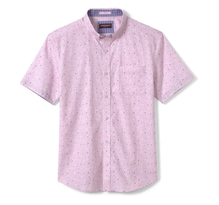 Johnston and Murphy Printed Cotton ShortSleeve Shirt Pink Flamingo Men ShortSleeve Shirts Johnston and Murphy Printed Cotton ShortSleeve Shirt Pink Flamingo Men ShortSleeve Shirts