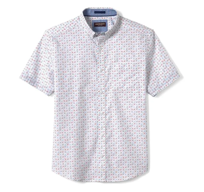 Johnston and Murphy Printed Cotton ShortSleeve Shirt White Flying Airplane Men ShortSleeve Shirts Johnston and Murphy Printed Cotton ShortSleeve Shirt White Flying Airplane Men ShortSleeve Shirts