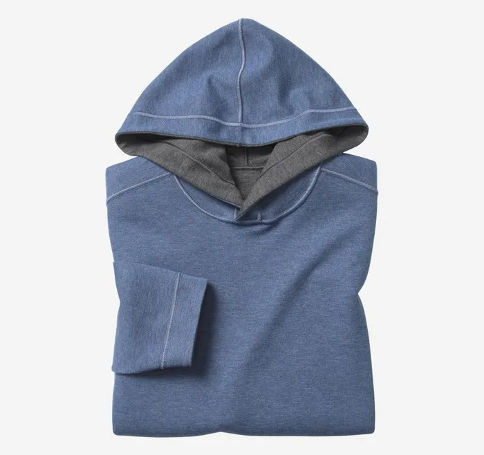 Johnston and Murphy Reversible Knit Hoodie Charcoalblue Men Loungewear