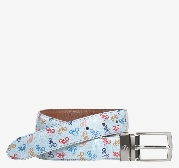 Johnston and Murphy Reversible Printed Leather Belt Tanbicycles Men Belts