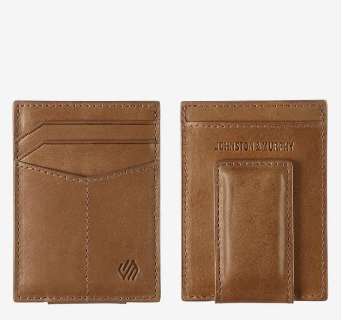 Johnston and Murphy Rhodes Front Pocket Wallet Tan Full Grain Men Wallets