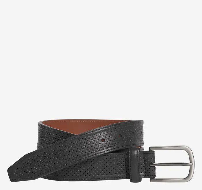Johnston and Murphy Soft Perforated Leather Belt Black Men Belts