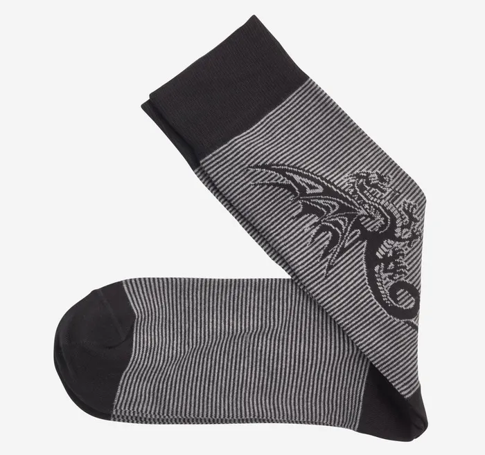 Johnston and Murphy Striped Socks Black Dragon Men Socks