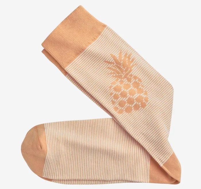 Johnston and Murphy Striped Socks Orange Pineapple Men Socks