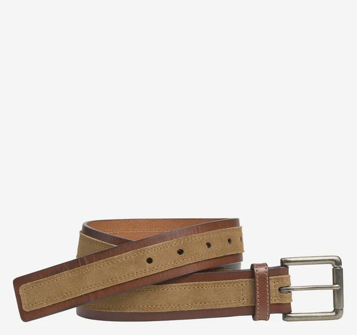 Johnston and Murphy Suede Overlay Belt Browncamel Men Belts