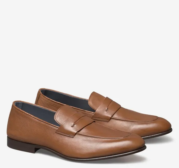 Johnston and Murphy Taylor Penny Tan Italian Calfskin Men SlipOns