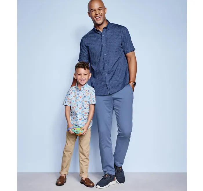 Johnston and Murphy Textured Cotton ShortSleeve Shirt Navy Linked Flower Men ShortSleeve Shirts