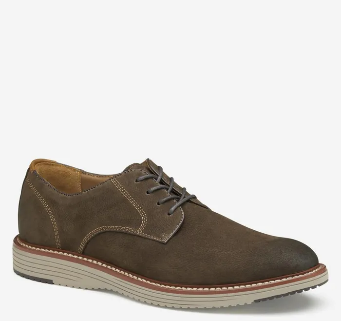 Johnston and Murphy Upton Plain Toe Dark Brown Nubuck Men LaceUps