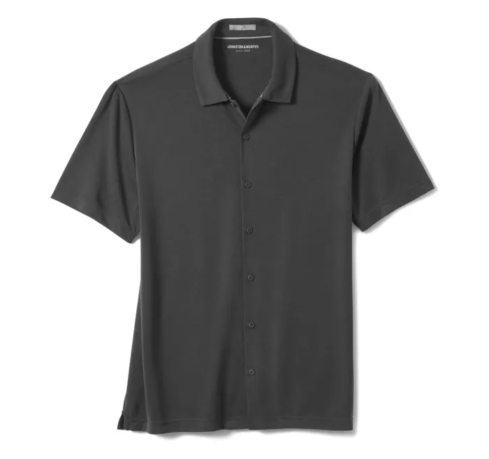 Johnston and Murphy Vintage Birdseye ButtonFront Shirt Black Men ShortSleeve Shirts Johnston and Murphy Vintage Birdseye ButtonFront Shirt Black Men ShortSleeve Shirts