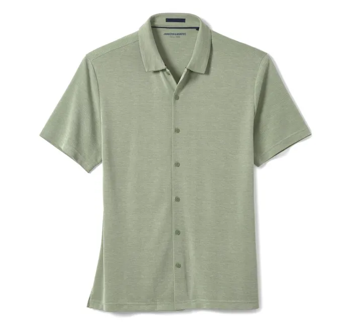 Johnston and Murphy Vintage Birdseye ButtonFront Shirt Green Men ShortSleeve Shirts Johnston and Murphy Vintage Birdseye ButtonFront Shirt Green Men ShortSleeve Shirts