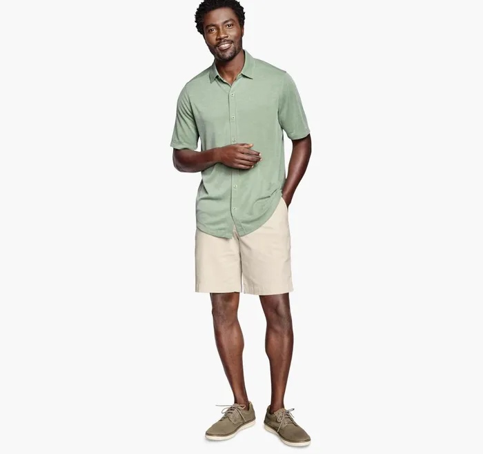 Johnston and Murphy Vintage Birdseye ButtonFront Shirt Green Men ShortSleeve Shirts Johnston and Murphy Vintage Birdseye ButtonFront Shirt Green Men ShortSleeve Shirts