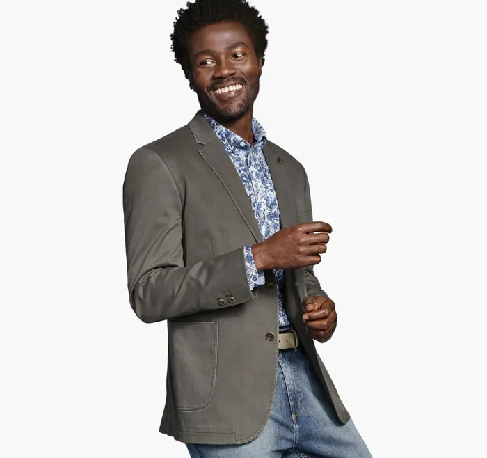 Johnston and Murphy Washed Cotton Blazer Taupe Men Blazers