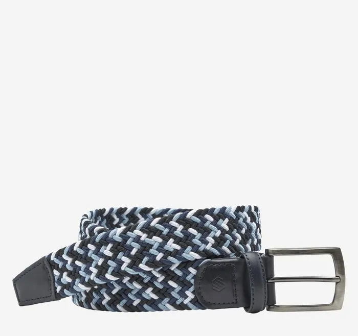 Johnston and Murphy Woven StretchKnit Belt Bluenavywhite Multi Men Belts