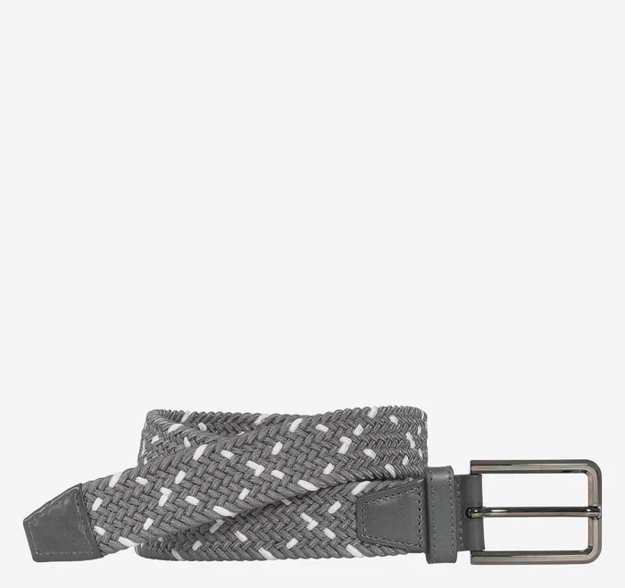 Johnston and Murphy Woven StretchKnit Belt Graywhite Men Belts