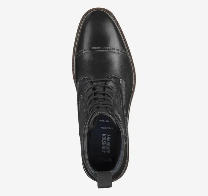 Johnston and Murphy XC Flex Raleigh Cap Toe Shearling Boot Black Full Grainshearling Men Boots Johnston and Murphy XC Flex Raleigh Cap Toe Shearling Boot Black Full Grainshearling Men Boots
