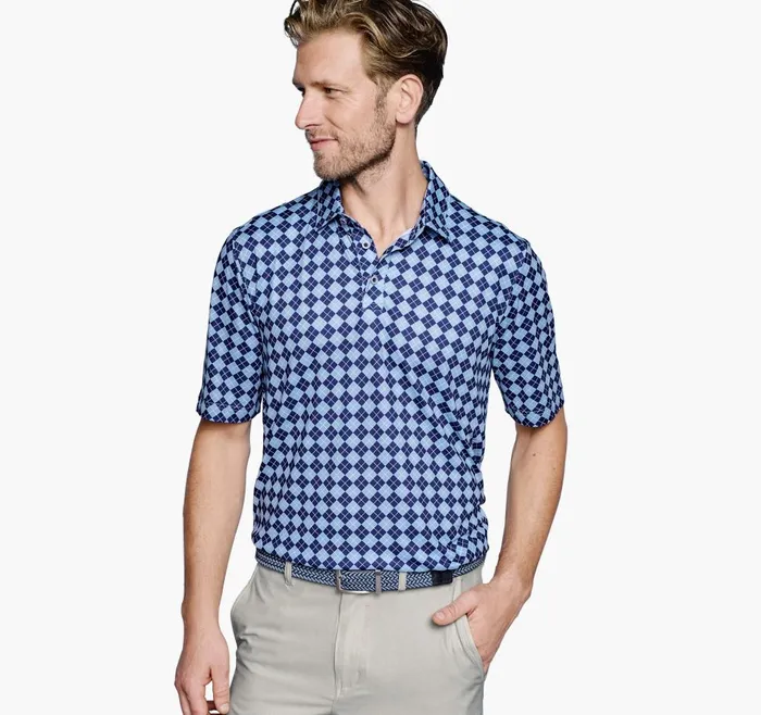 Johnston and Murphy XC4 Performance Polo Navyblue Argyle Men Polos and Tees