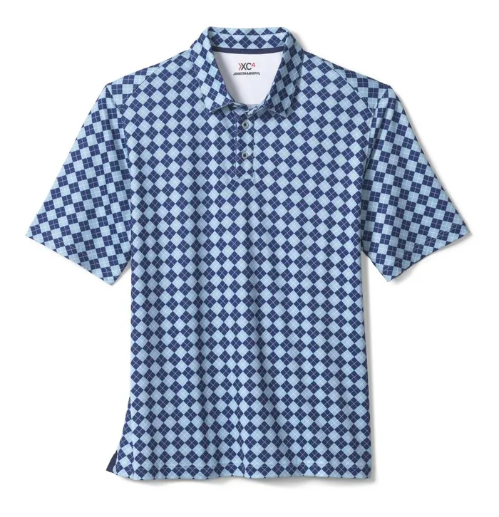 Johnston and Murphy XC4 Performance Polo Navyblue Argyle Men Polos and Tees Johnston and Murphy XC4 Performance Polo Navyblue Argyle Men Polos and Tees