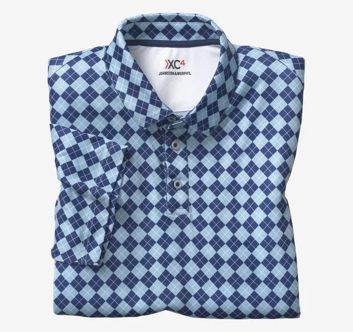 Johnston and Murphy XC4 Performance Polo Navyblue Argyle Men Polos and Tees Johnston and Murphy XC4 Performance Polo Navyblue Argyle Men Polos and Tees