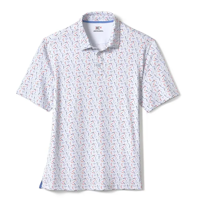 Johnston and Murphy XC4 Performance Polo White Multi Golf Tee Men Golf Johnston and Murphy XC4 Performance Polo White Multi Golf Tee Men Golf
