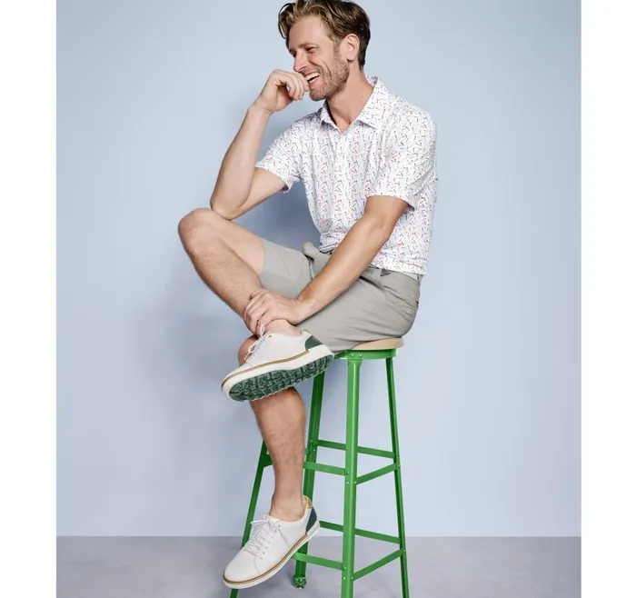 Johnston and Murphy XC4 Performance Polo White Multi Golf Tee Men Golf Johnston and Murphy XC4 Performance Polo White Multi Golf Tee Men Golf