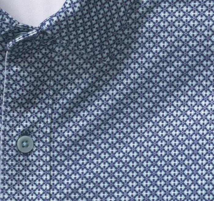 Johnston and Murphy XC4 Performance Shirt Navymint Linked Flower Men ShortSleeve Shirts