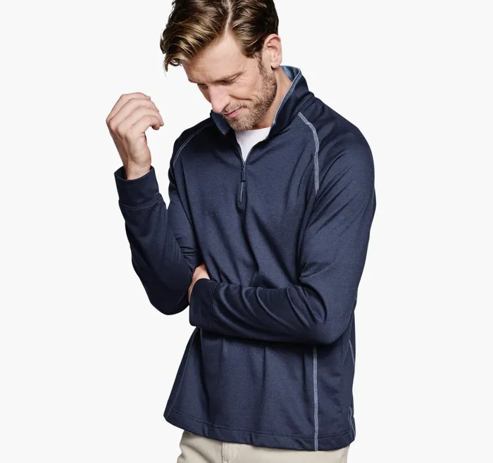 Johnston and Murphy XC4 Raglan QuarterZip Navy Men Sweaters and Knits