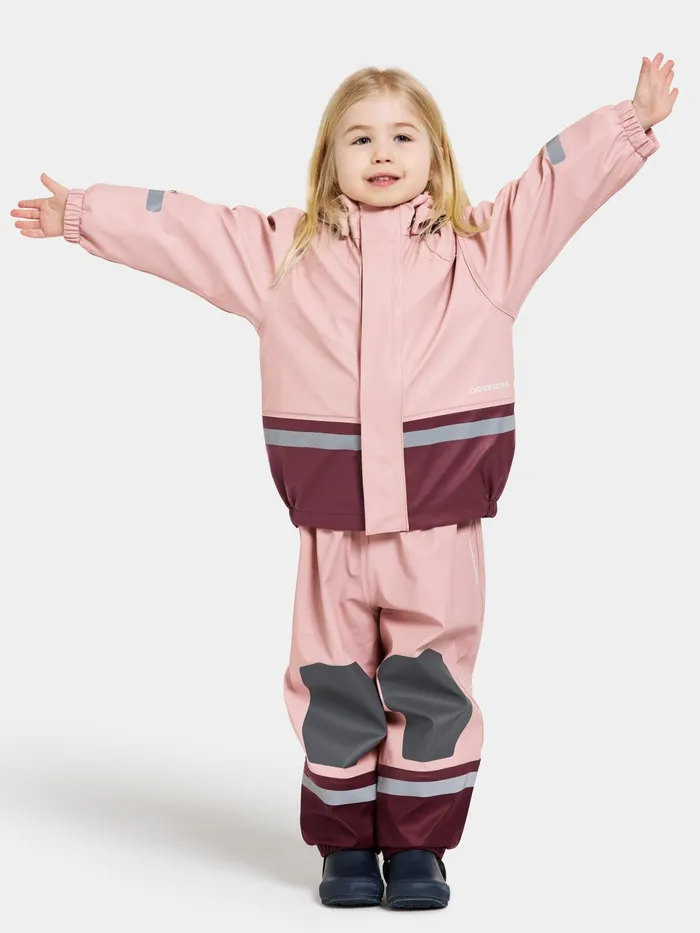 Kids Boardman Set Dusty Pink Didriksons Lined Rain Set