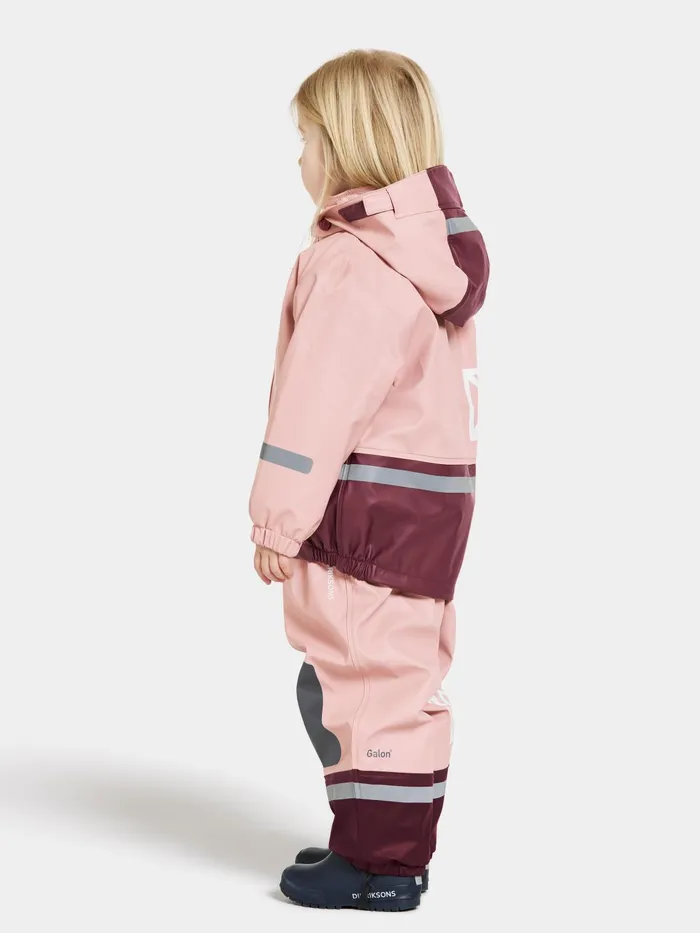 Kids Boardman Set Dusty Pink Didriksons Lined Rain Set