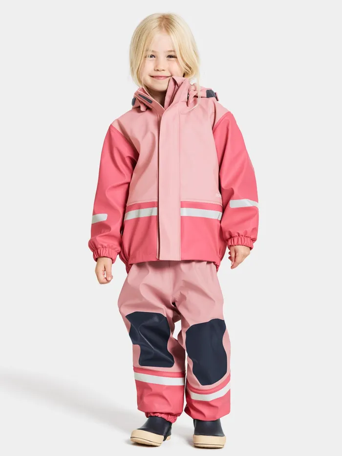 Kids Boardman Set Soft Pink Didriksons Lined Rain Set