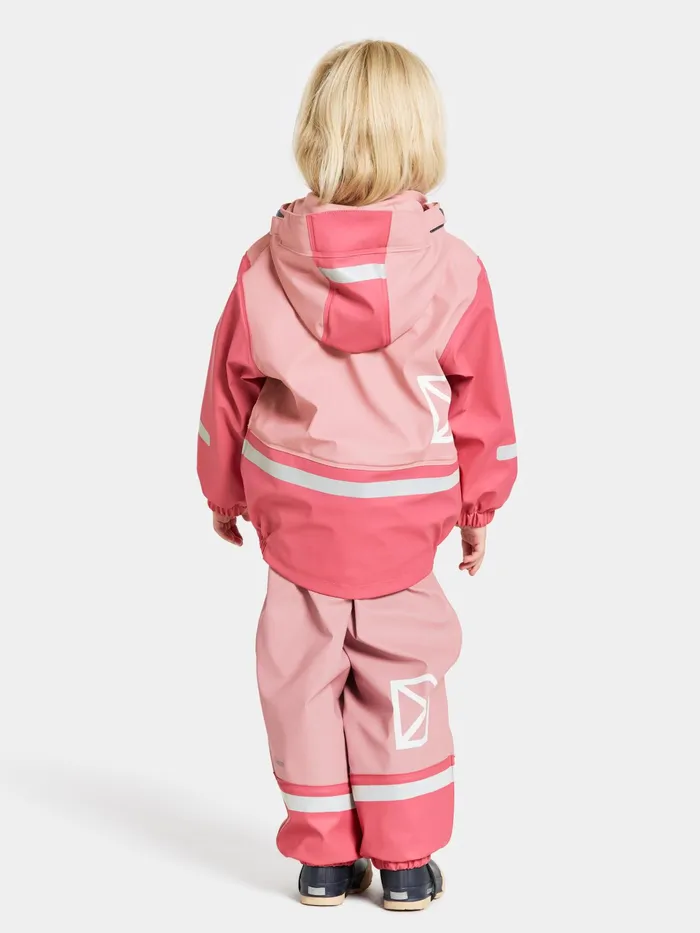 Kids Boardman Set Soft Pink Didriksons Lined Rain Set
