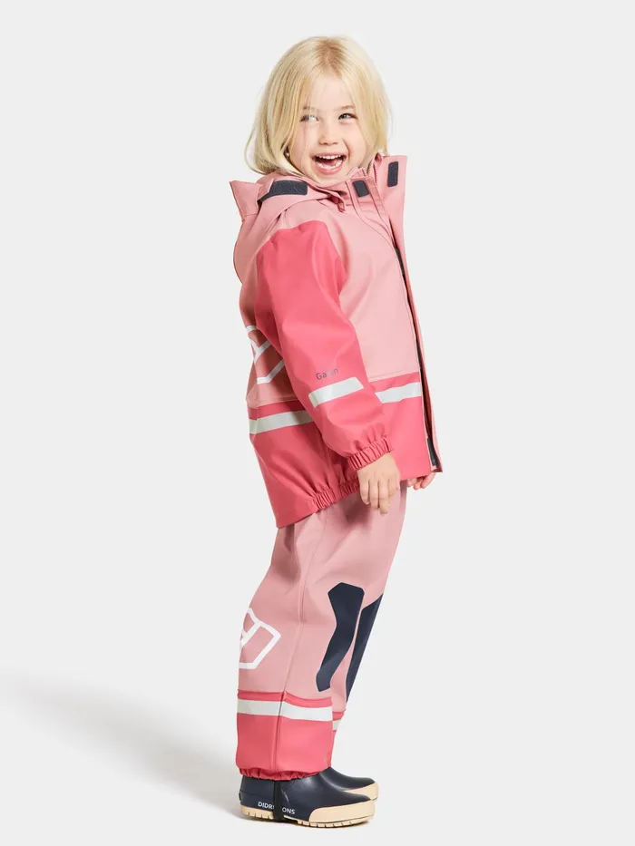 Kids Boardman Set Soft Pink Didriksons Lined Rain Set